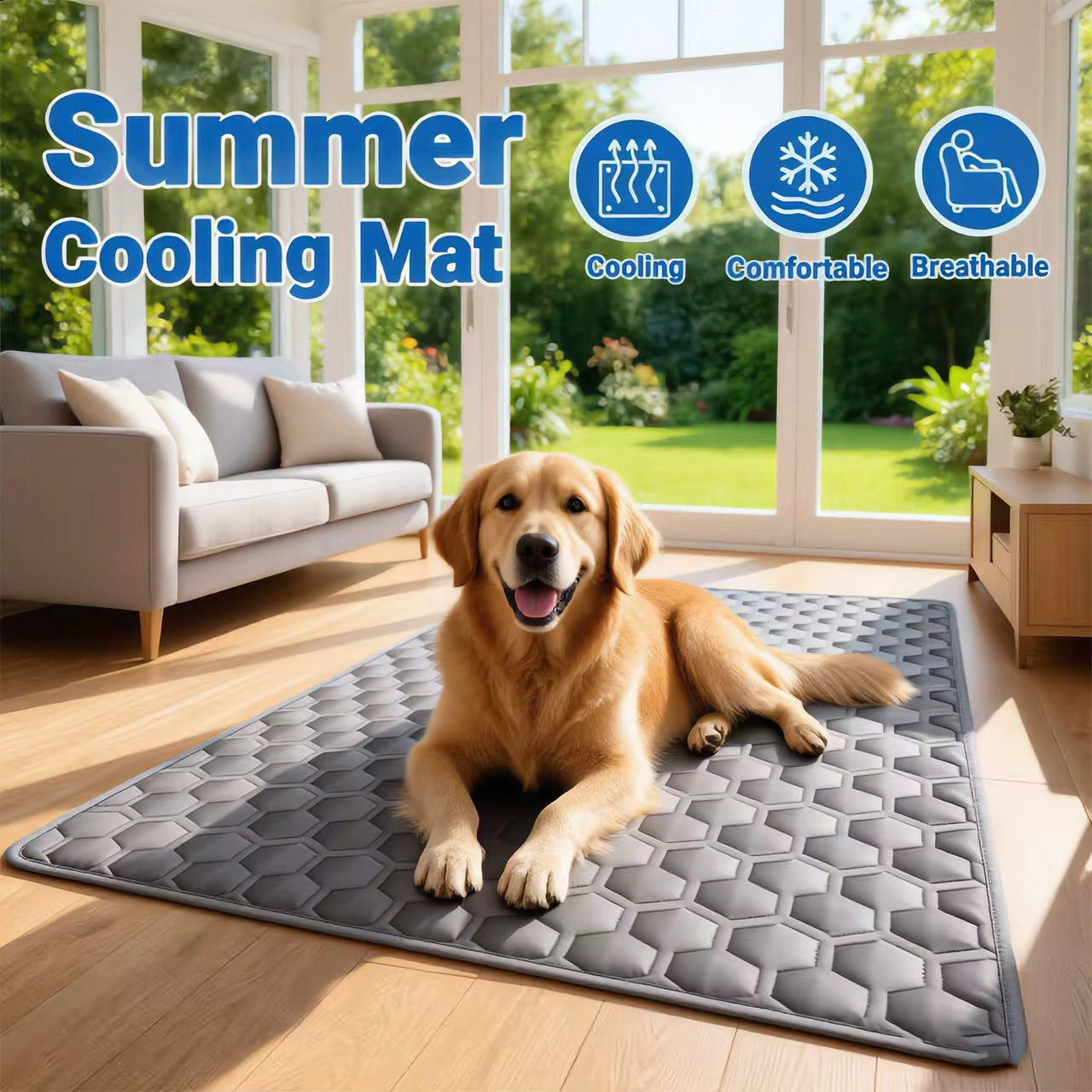 Grey fur-resistant summer pad for cats and kittens