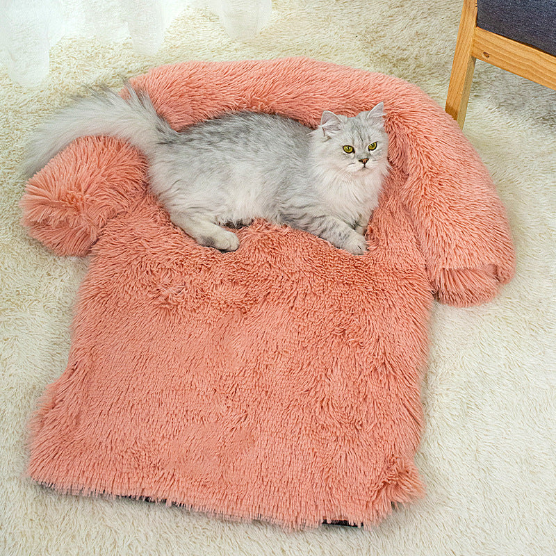 Plush square sofa pet bed with raised sides, photo 2 of 49