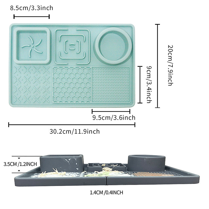 Food-Grade Silicone Pet Feeding Mat in Round or Square Shape with Non-Slip Waterproof Base