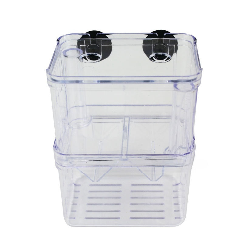 Clear acrylic fish breeding box for guppies in a tank, view 4
