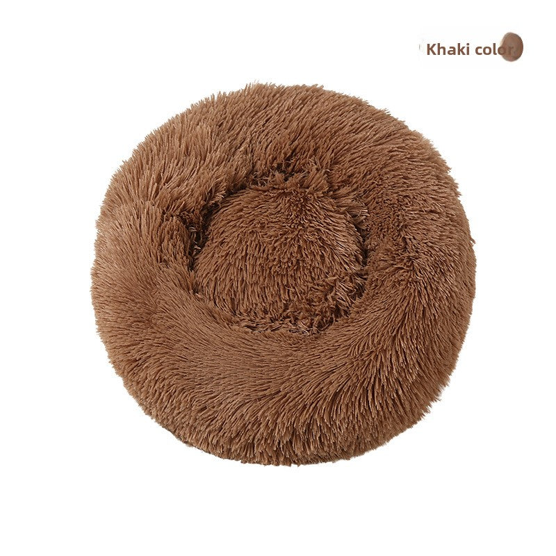 Round Plush Donut Bed for Dogs and Cats, Calming Nest, Washable, 40-80cm, 12 Colours