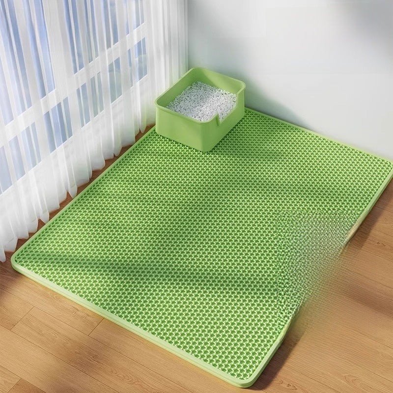 Double Layer EVA Anti-Tracking Cat Litter Mat, Easy Wipe Clean