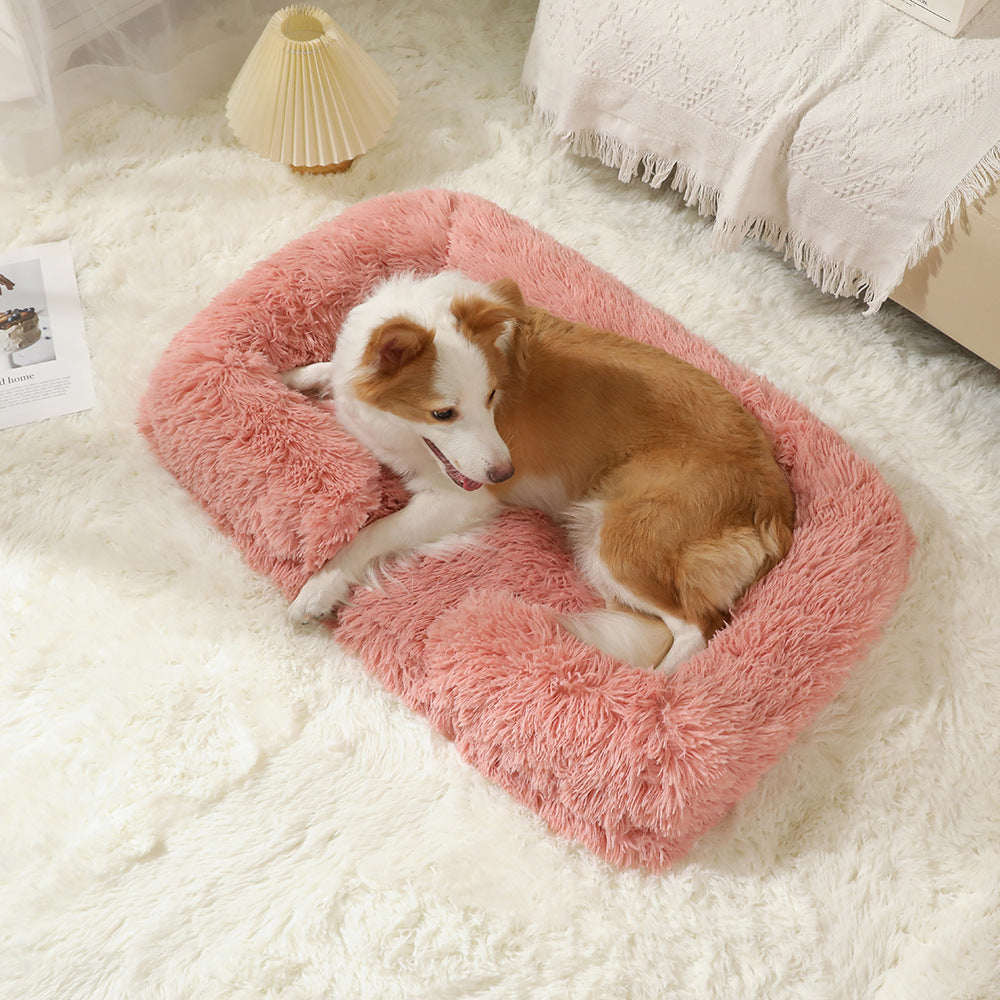 Gradient coffee white plush bed for cats and dogs