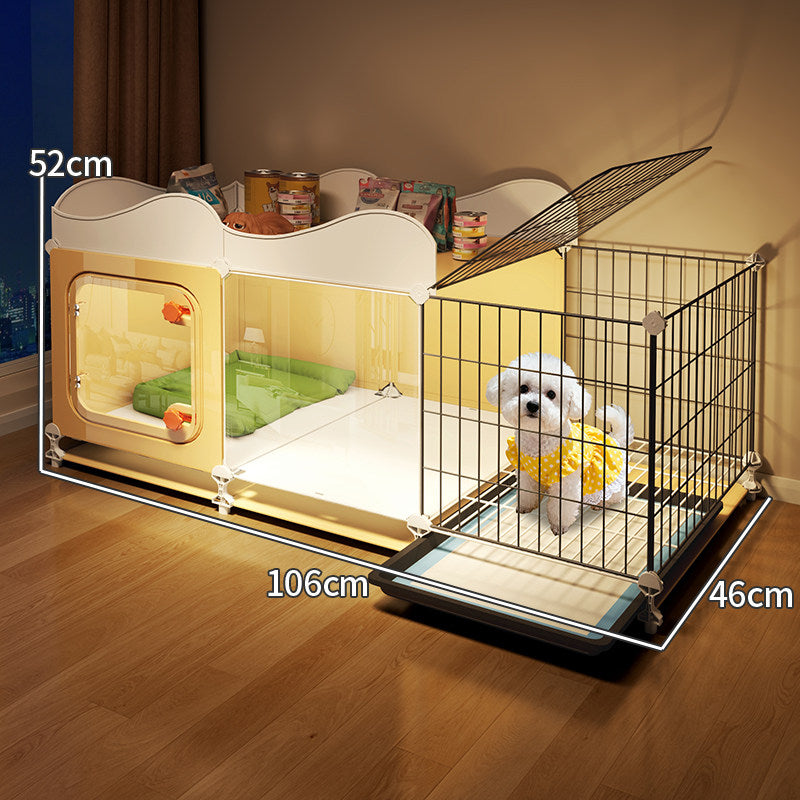 Indoor dog cage with tray, photo from another angle