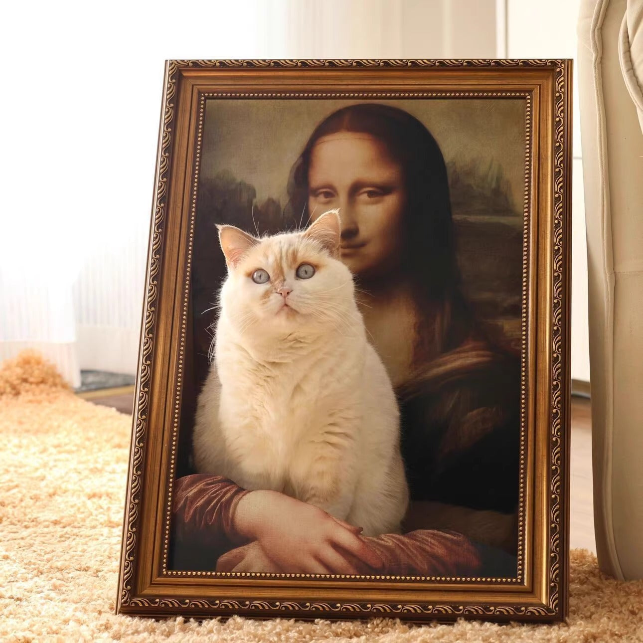 Art frame cardboard cat scratcher house and nest, photo 1 of 8
