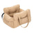 Dark grey padded dog car booster seat bed with strap, view 12