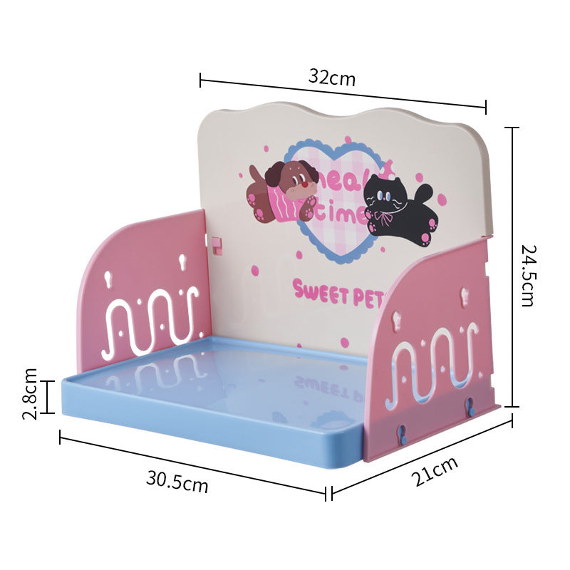Raised pet bowl stand with anti-tip base in Blue