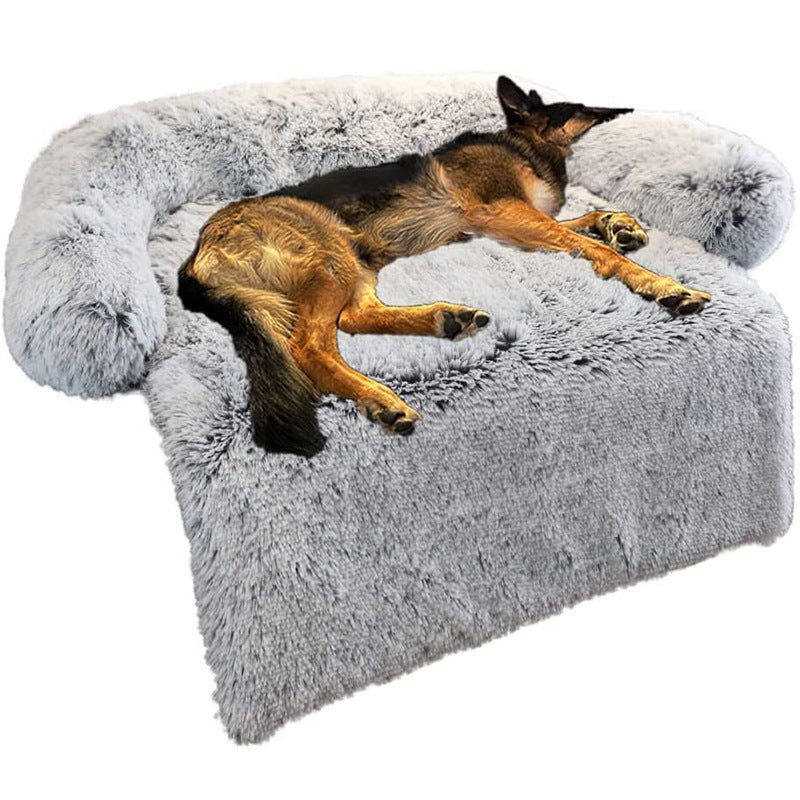 Plush square sofa pet bed with raised sides, photo 19 of 49