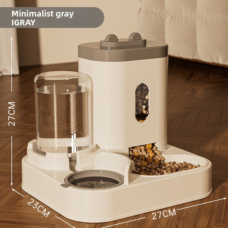Automatic Pet Food and Water Dispenser with Gravity Feed, 2.3L Food and 1L Water Tank