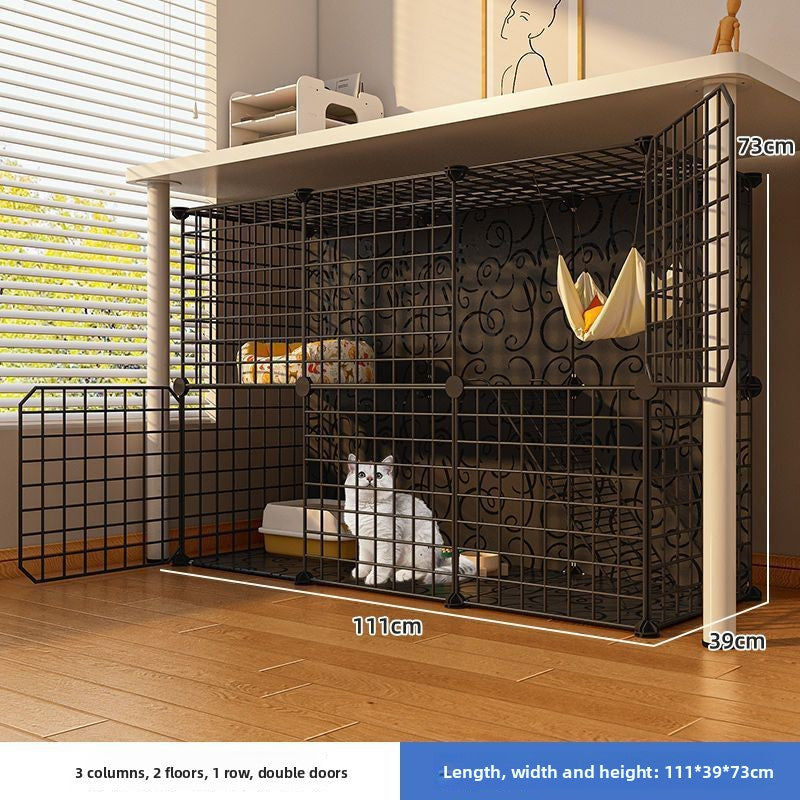 Indoor plastic cat cage with litter area and cat bed, view 74