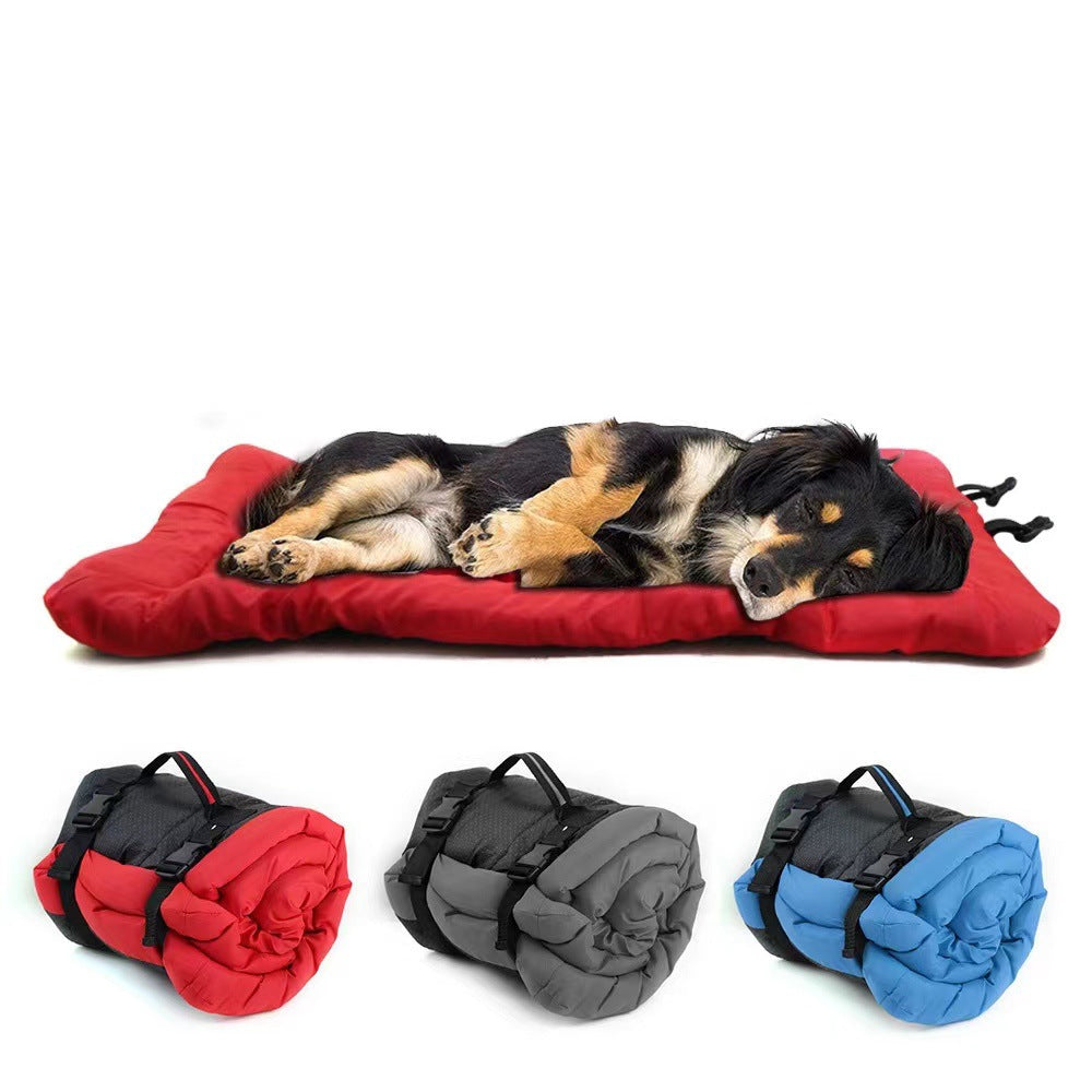 Foldable waterproof dog cushion and travel mat outdoors