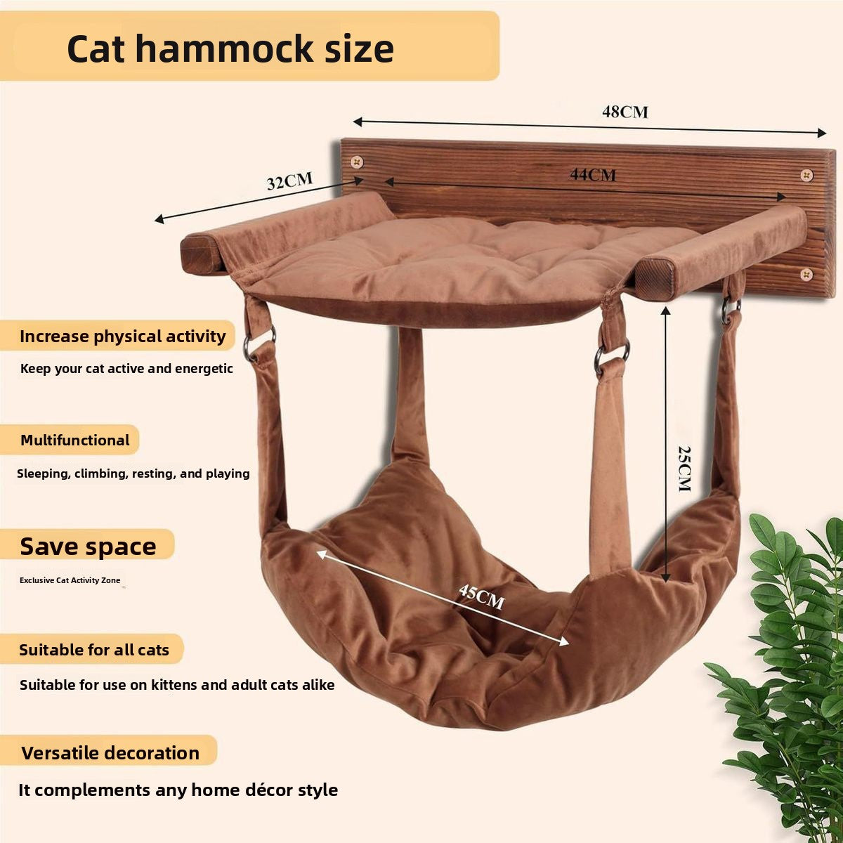 White cat wall shelves with hammock and nest