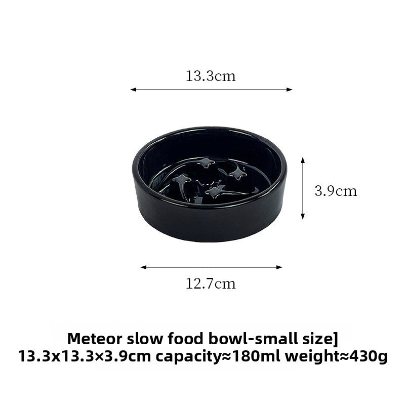 Meteor Shaped Ceramic Slow Feeder Pet Bowl in Small Medium or Large with Stable Base