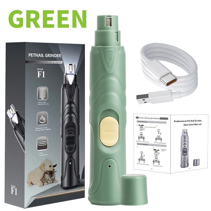 Rechargeable Dog Nail Grinder with 3 Grinding Heads, Quiet Polisher