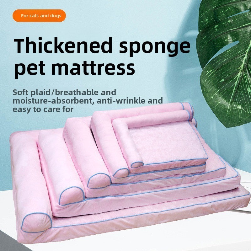 Blue plush cat bed in medium size with soft cover