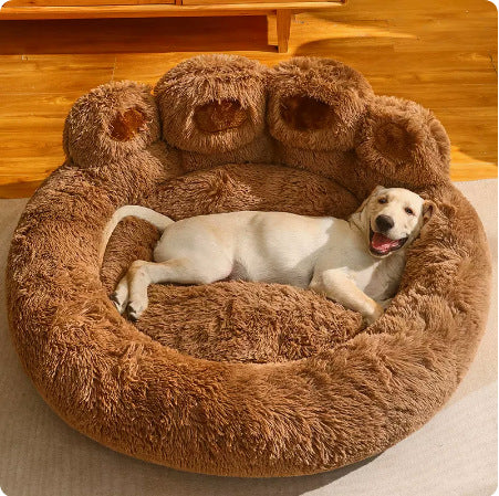 Soft shaggy pet nest bed for cats and dogs, full product photo