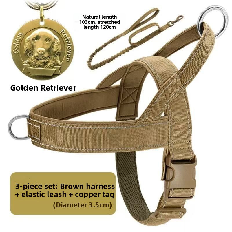 Reflective tactical nylon dog harness, 3 sizes available