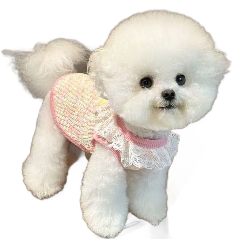 Soft knitted pastel pet vest with built-in lead ring, product image 4