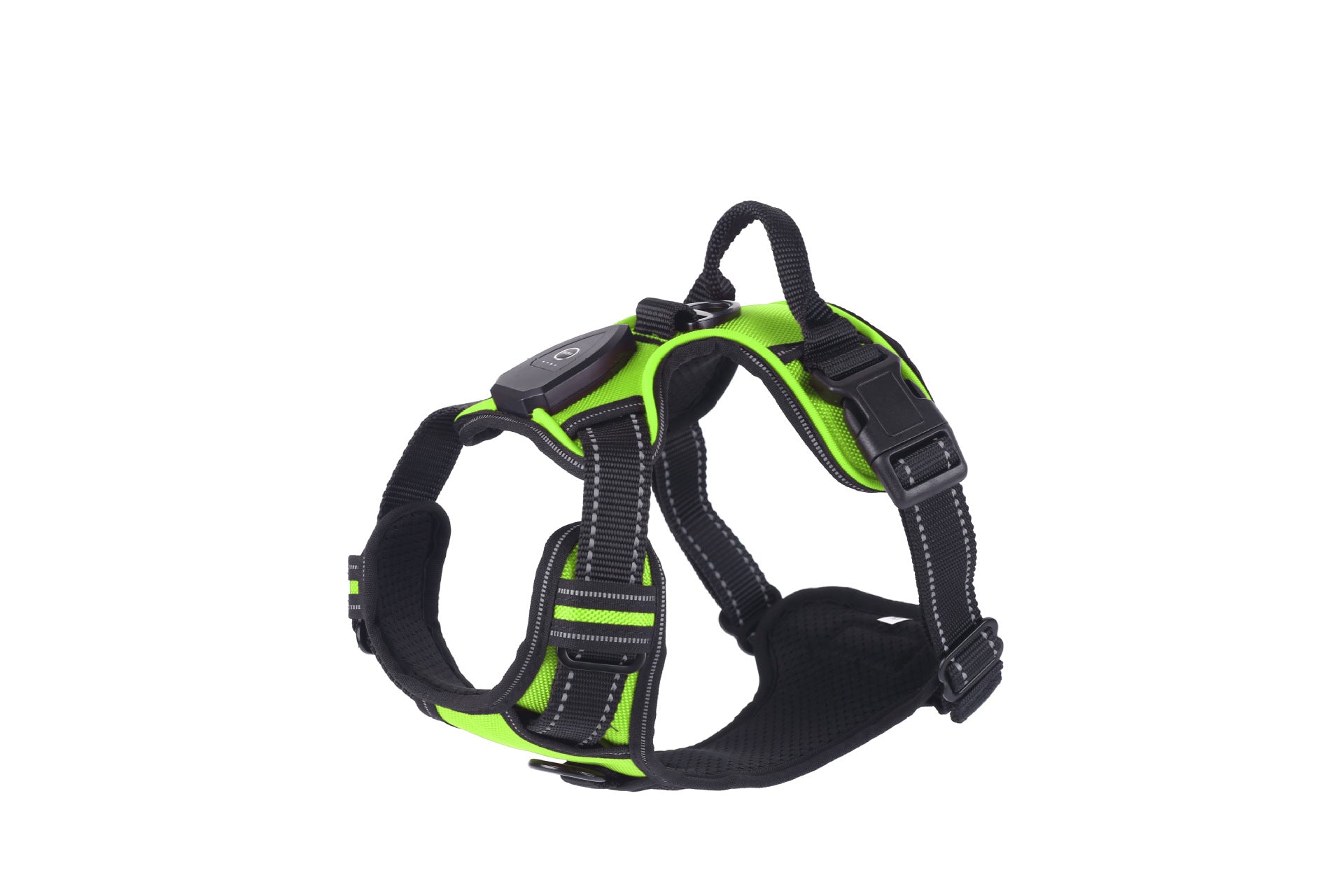 Light up fibre optic dog harness glowing at night, view 10