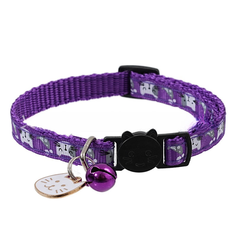 Adjustable cat collar with cute cat head charm and safety buckle, product image 3