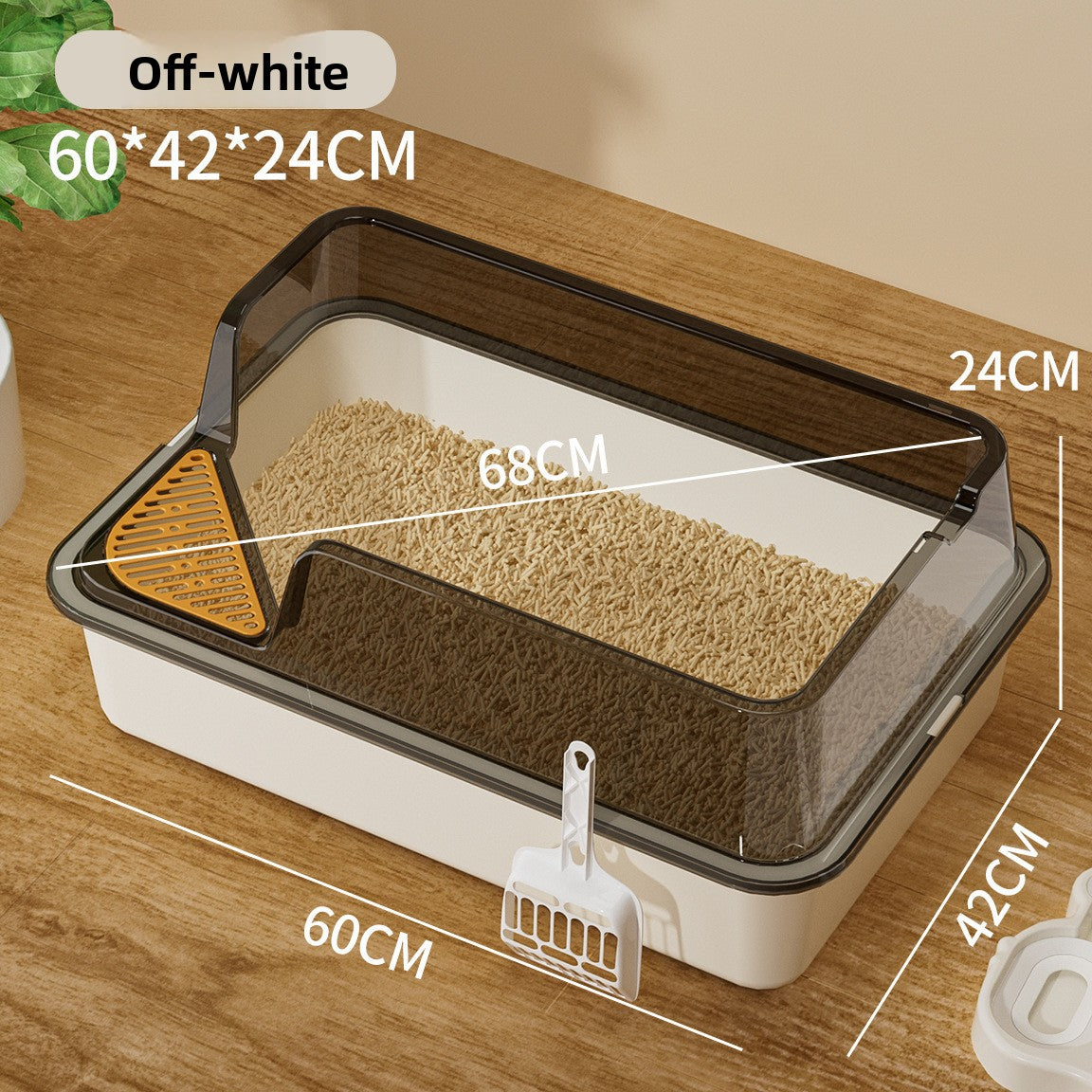 Extra Large Semi-Enclosed Cat Litter Box, High Sided Anti-Splash