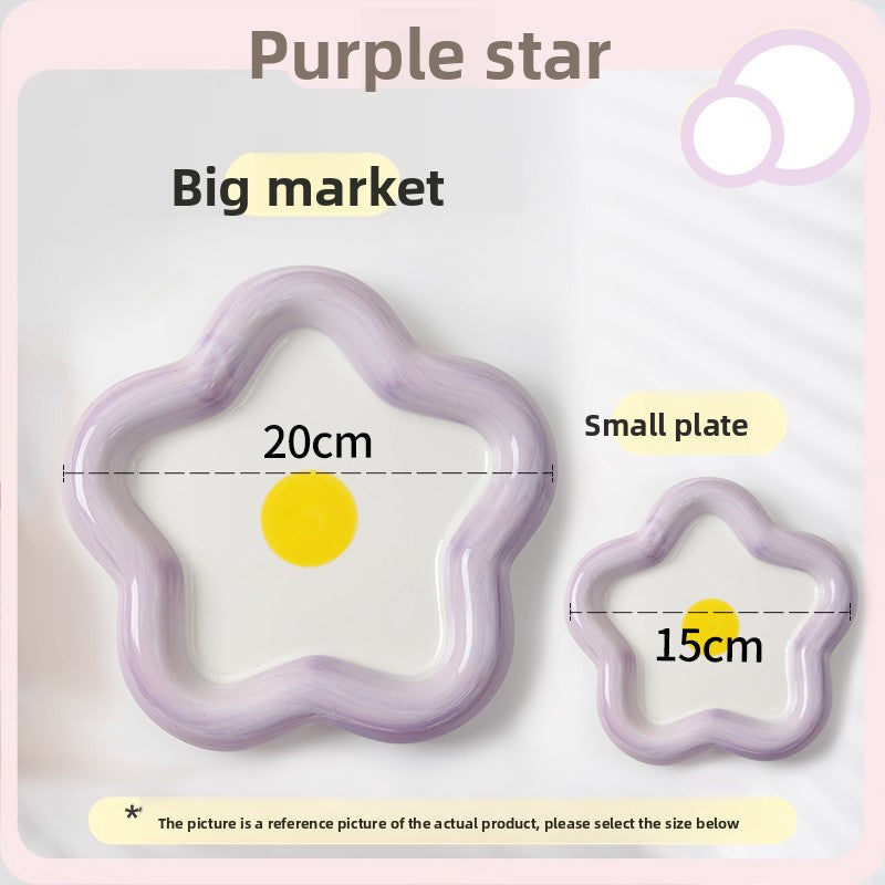 Shallow ceramic pet food plate with cute bear design in blue and pink, view 37