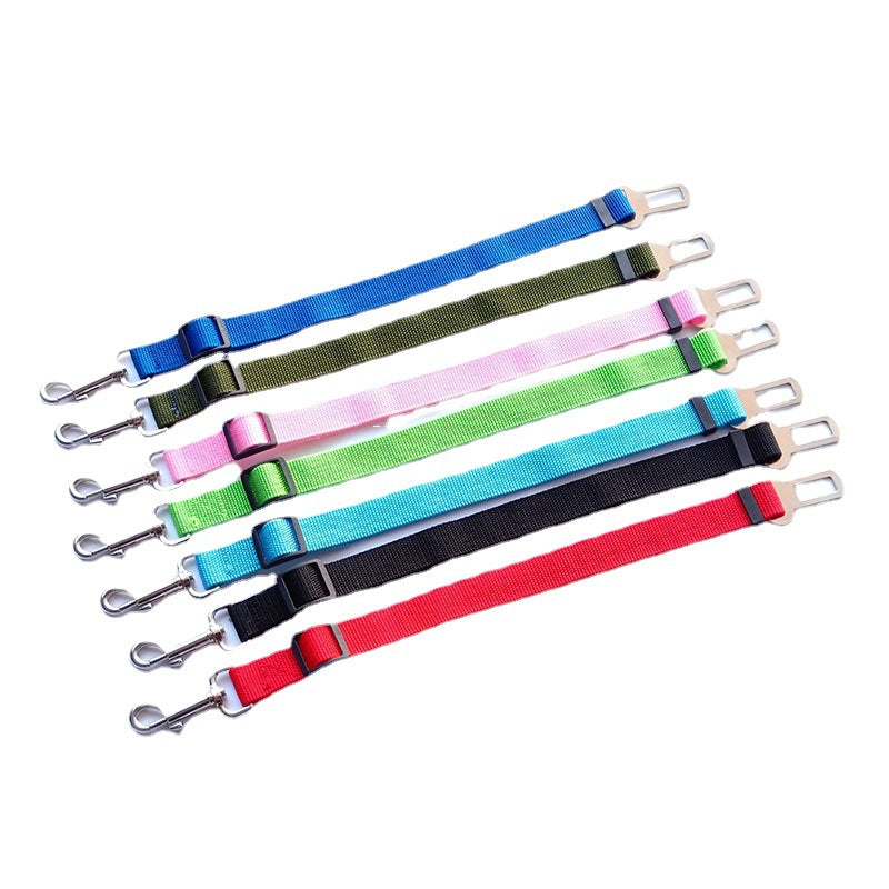 Car seat belt leads for dogs in eight bright colours