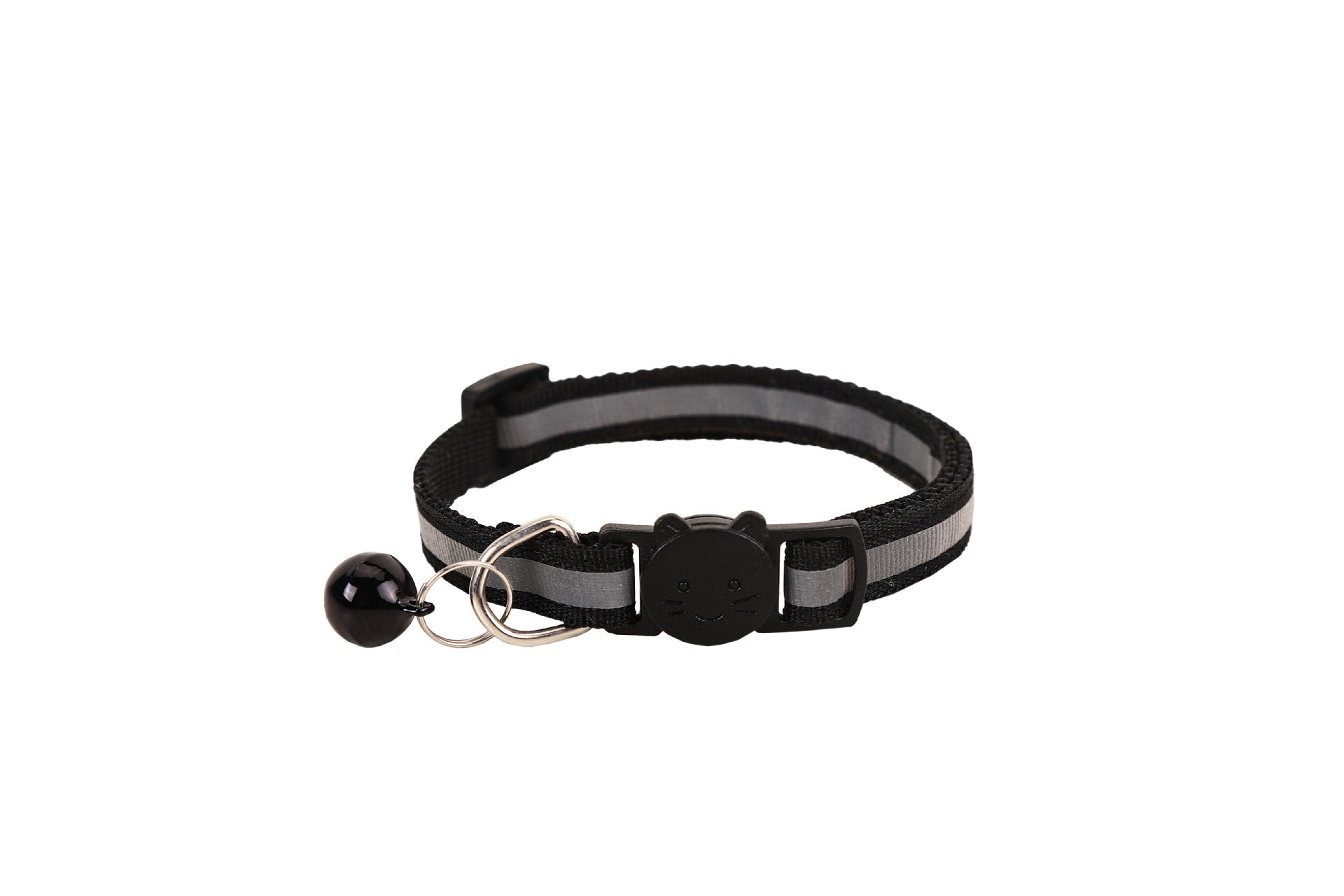 Reflective breakaway cat collar with silicone AirTag holder sleeve and bell, view 6