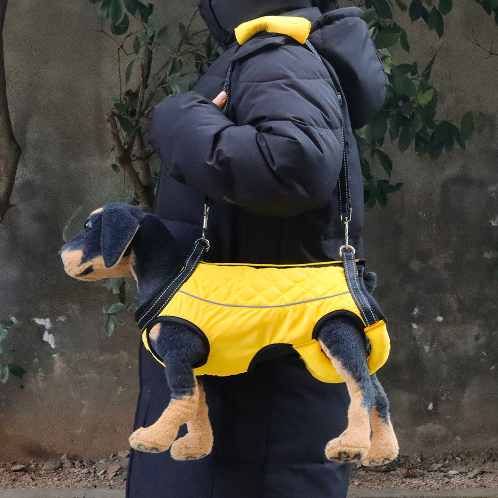 Black chest and back dog support harness with carry handle, product image 2