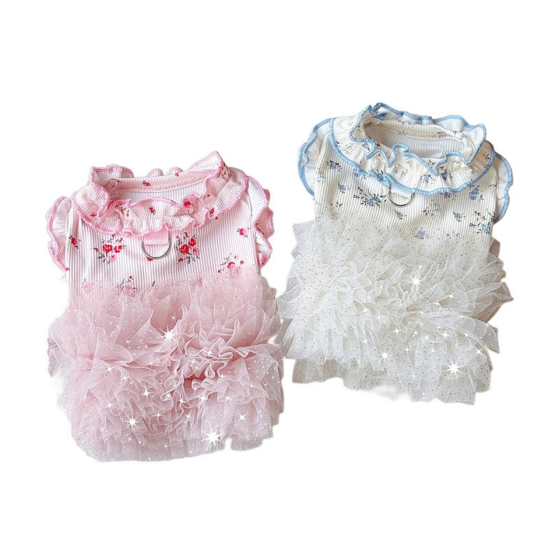 Floral mesh tutu princess dress for small pets for dogs and cats, image 4
