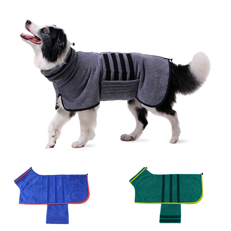Quick-Dry Microfibre Dog Bathrobe, Absorbent Drying Coat After Baths