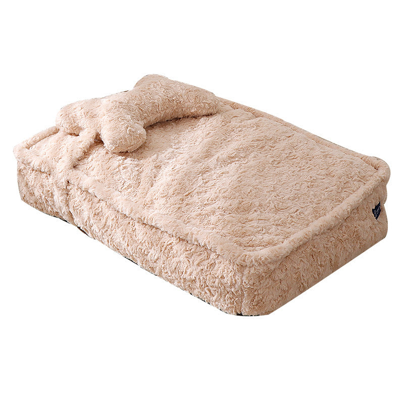 Square or Round Pet Nest Bed, Thick Washable Cushion for Winter