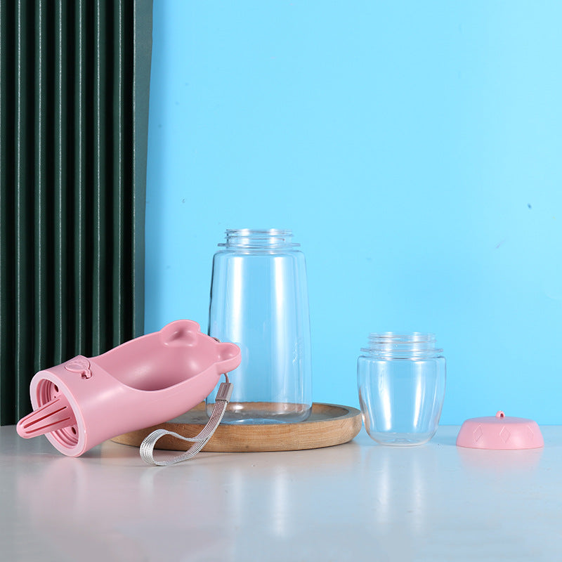 Portable Pet Food and Water Cup with Cute Ear Design in 350ml or 550ml Sizes