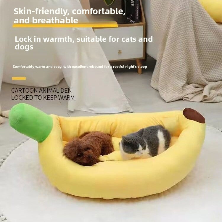 Banana shaped pet nest bed for cats and small dogs, photo 1 of 9