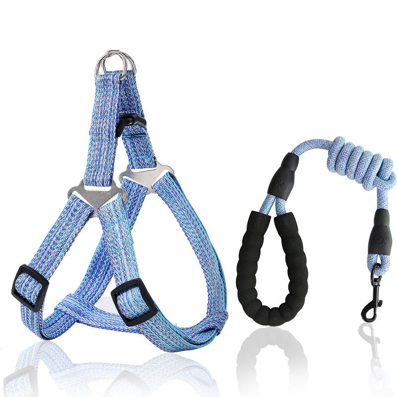 No pull dog harness and lead set in blue polyester