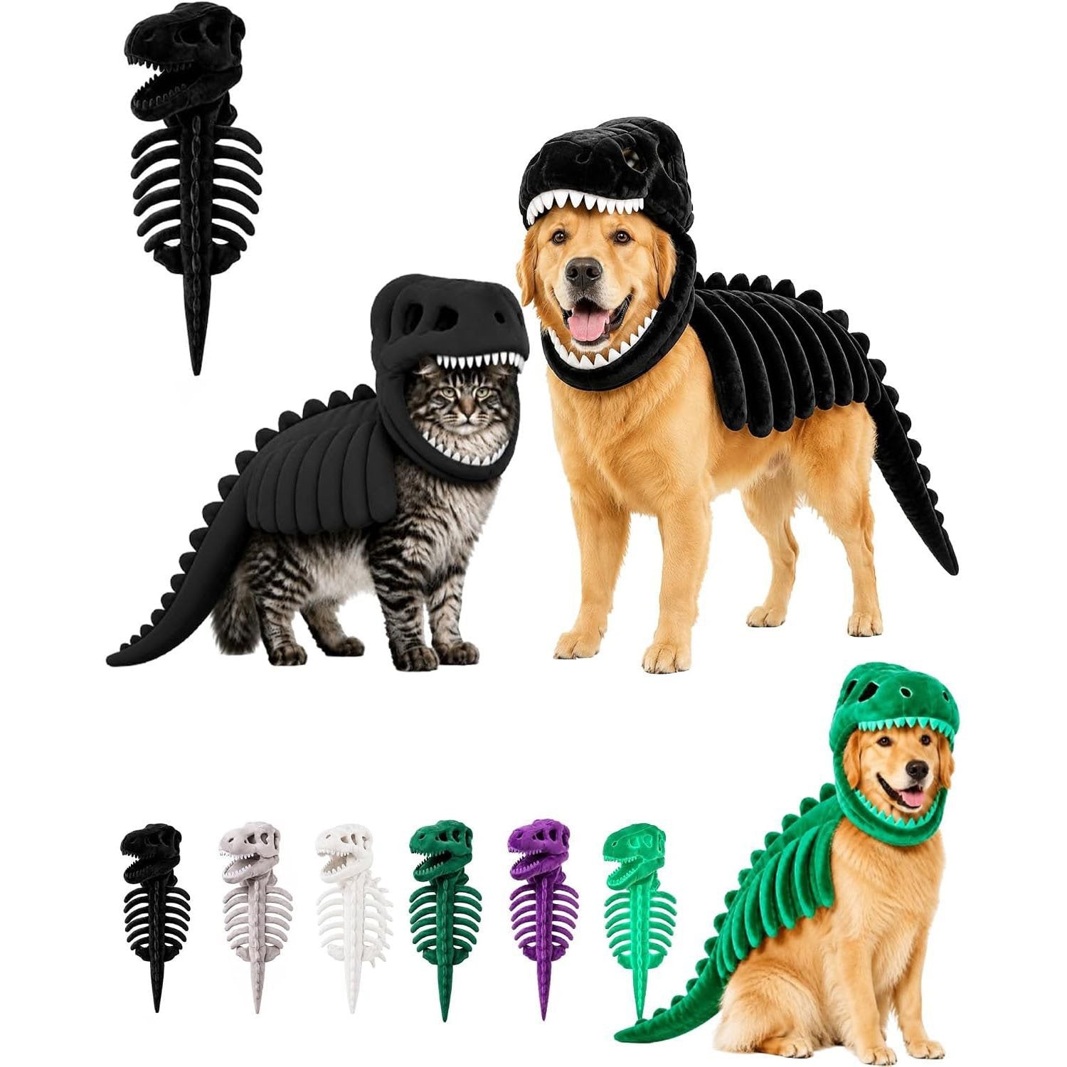 Dinosaur skeleton plush dog costume, available in 6 colours, sizes 90cm to 120cm, image 7