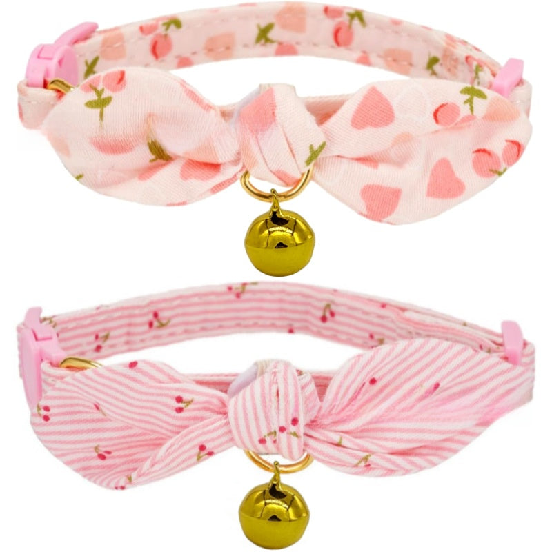 Rabbit ears cotton collar for cats in Heart, front view