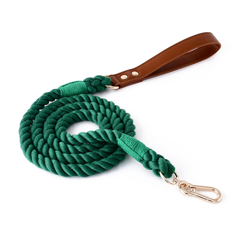 Handmade woven cotton dog collar in navy blue