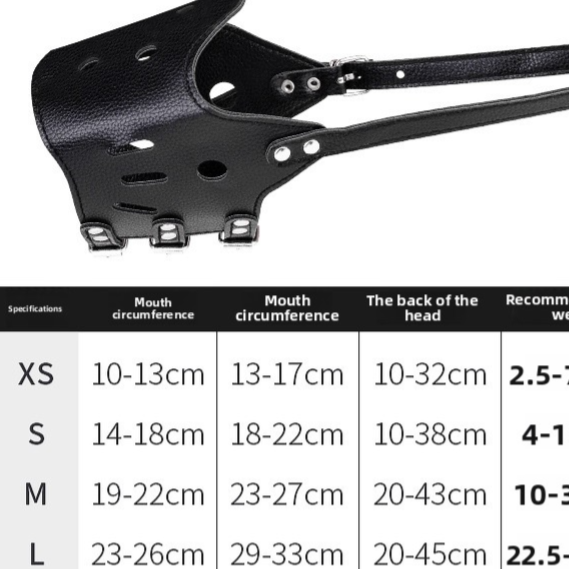 Black leather-look dog muzzle with adjustable buckle straps, product image 8