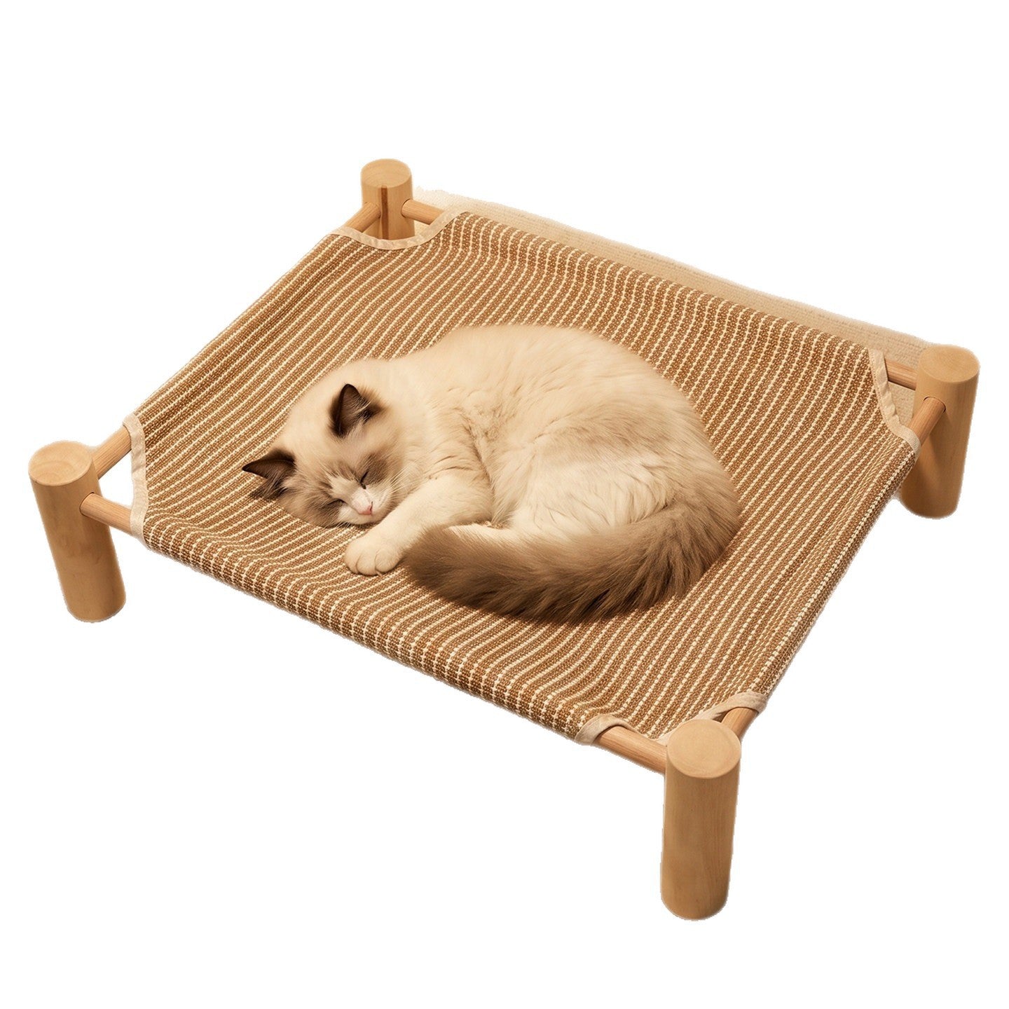 Solid Wood Elevated Pet Bed with Washable Pad, Raised Platform