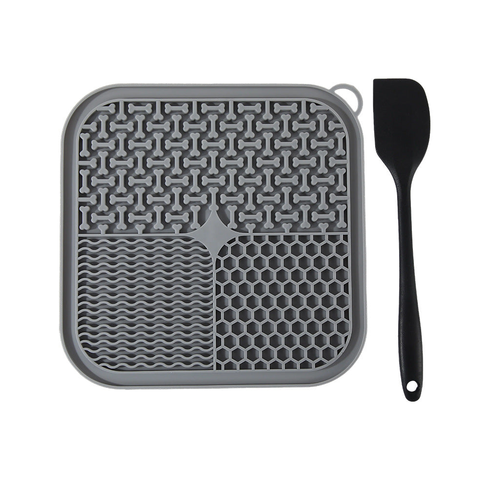 Silicone Slow Feeder Lick Mat with Suction Base and Scraper for Cats and Dogs