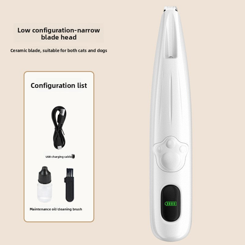 Cordless Pet Hair Trimmer with Ceramic Blade and Battery Display