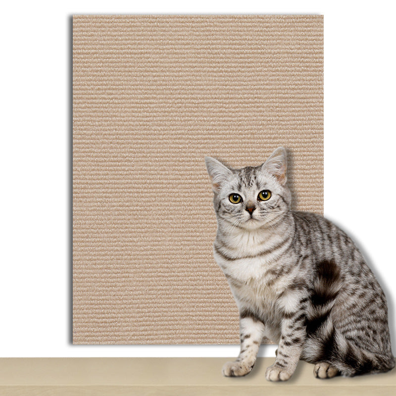 Dark blue cuttable scratch mat protecting a sofa