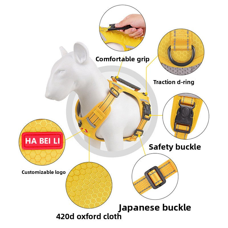 Reflective nylon vest dog harness, 5 sizes available