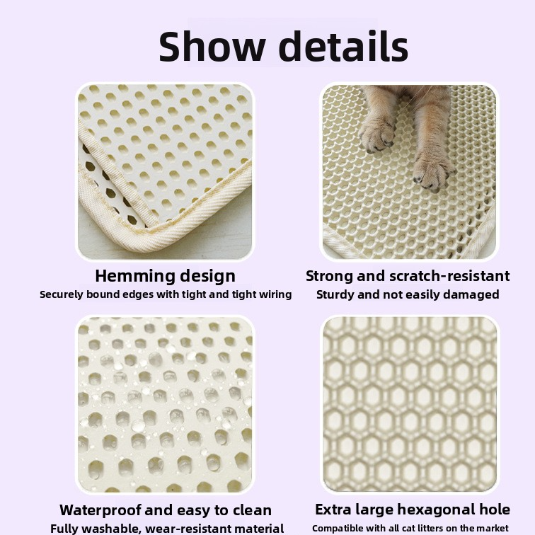 Large Waterproof EVA Cat Litter Mat, Leak-Proof Floor Pad