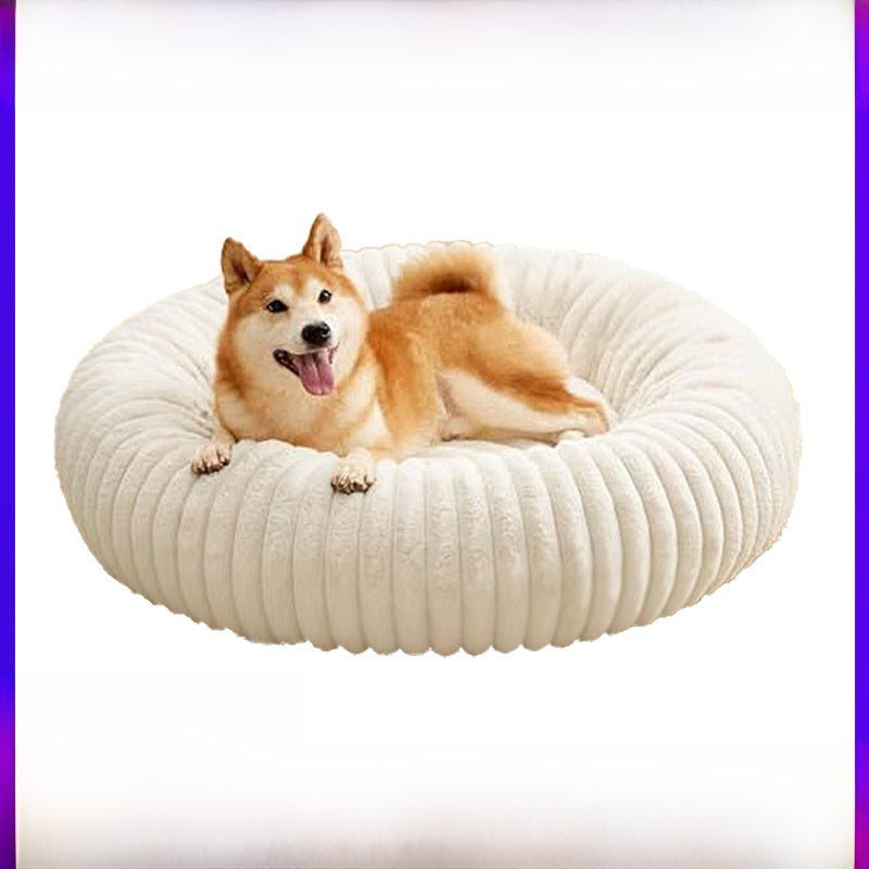 Wavy round pet nest bed for cats and small dogs, detail photo 5
