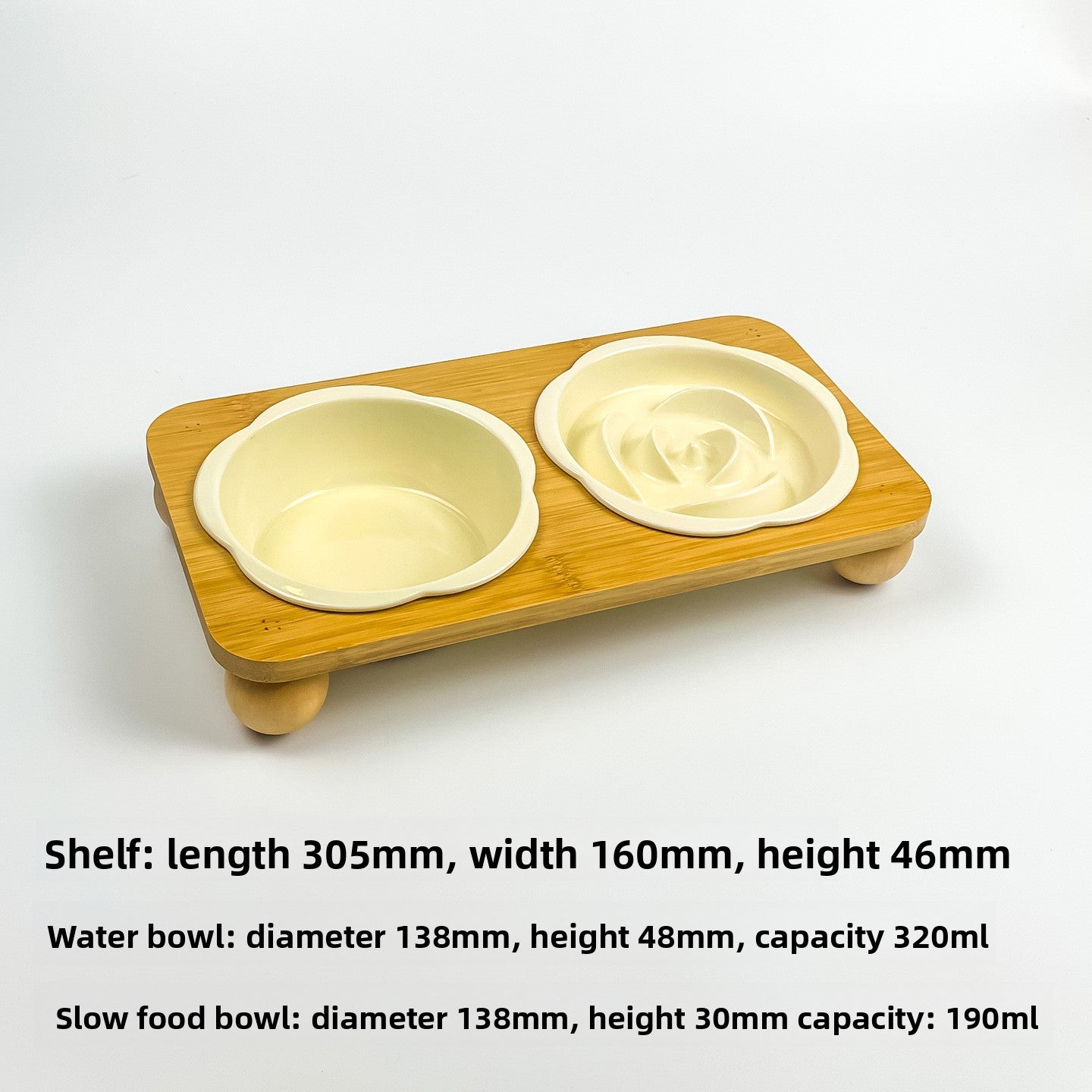 Slanted Ceramic Cat Bowl with Flower Design and Optional Stand for Neck Comfort