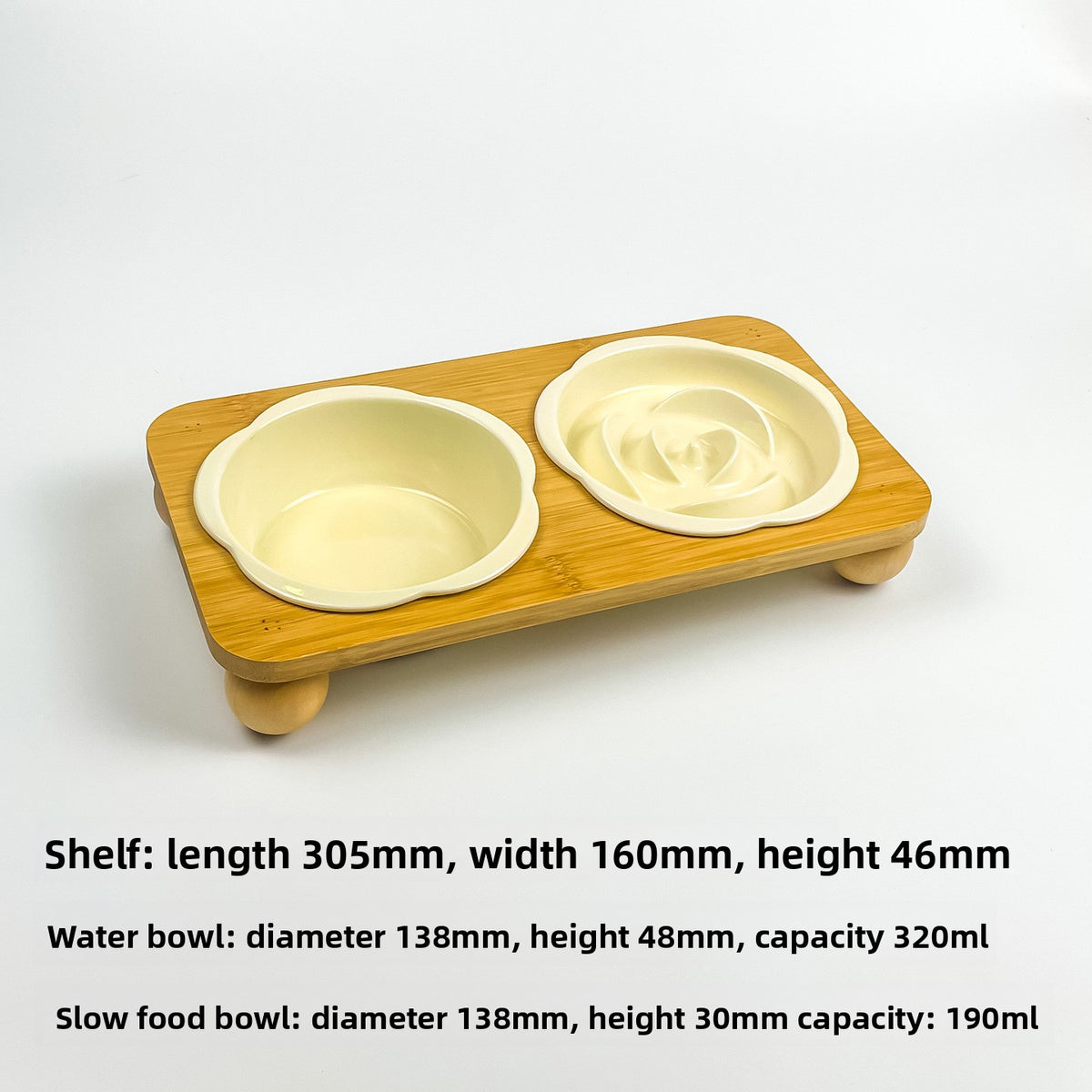 Slanted Ceramic Cat Bowl with Flower Design and Optional Stand for Neck Comfort