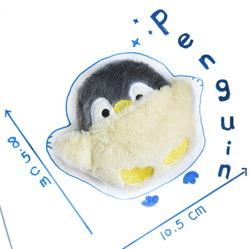 Penguin shaped plush squeaky dog toy in black and white fabric - photo 7