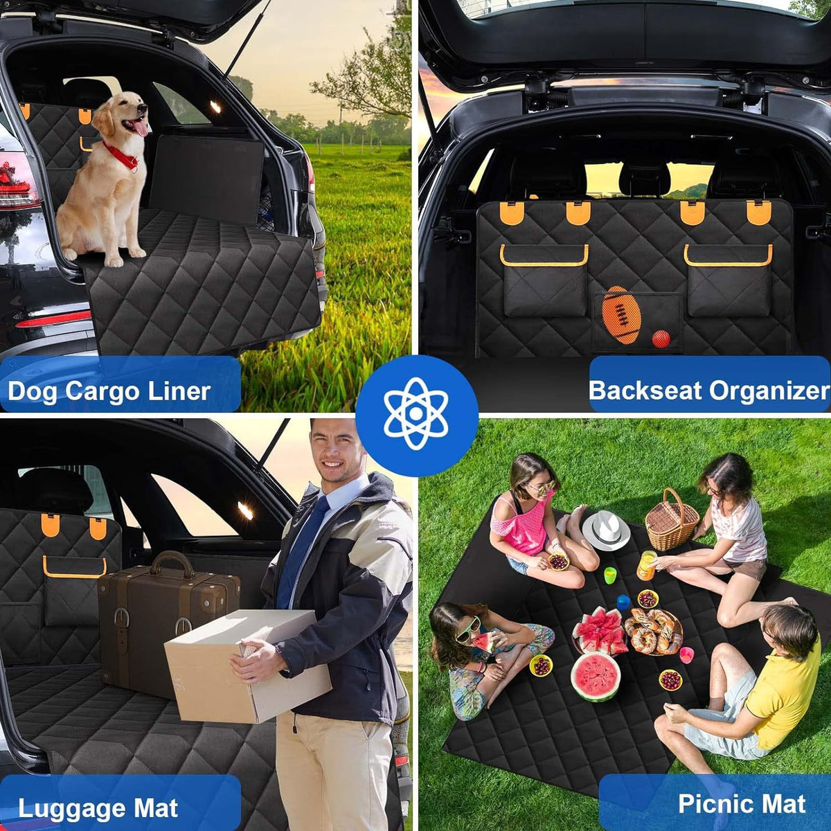 Black waterproof pet car boot mat for dogs, photo 2